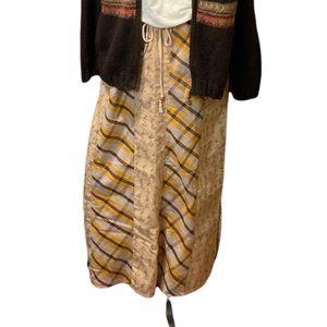 Vintage Cottagecore Farmhouse Bohemian Prairie Boho Peasant Midi Skirt Cotton